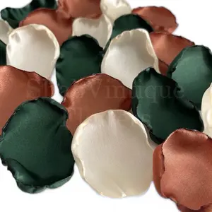 Terracotta, Emerald and Ivory mix of 100 Flower Petals, Rustic Wedding Aisle Decorations, Birthday Party Ideas, Wedding Table Decor Decoration Satin