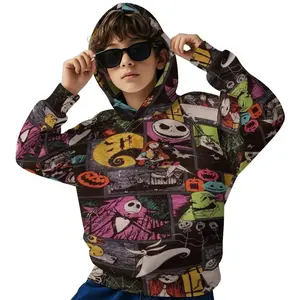 The Nightmare Before Christmas Printed Long Sleeved Hooded Sweatshirt, Boys' Spring And Autumn Sportswear, Casual Versatile Pullover Suitable For Boys' Outdoor Sports, Suitable As A Gift  B0929-59