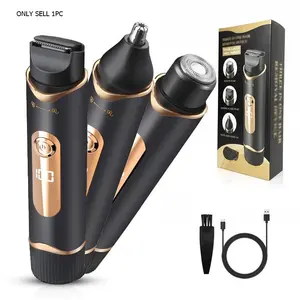 Three-In-One Multifunctional Trimmer, Pubic Trimmer, Beard Eyebrow Nose Hair Trimmer; Type-C Usb Charging, Unisex Grooming Hair Removal Tool.