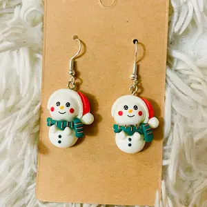 Snowman snowmen hook earrings christmas winter