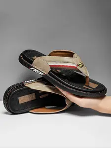Men's Fashionable Colorblock Flip Flops, Casual Comfortable Flat Toe Sandals for Summer, Lightweight Non-slip Beach Slippers for Daily Wear