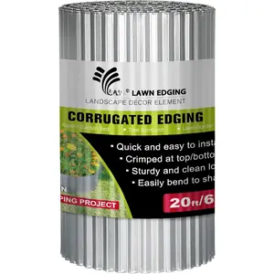 Narrow-Corrugated Landscape Edging, 10" x 20Ft Galvanized Steel Sturdy Flexible Garden Edging Lawn Border for Raised Flower Bed Tree Fence Surrounds,
