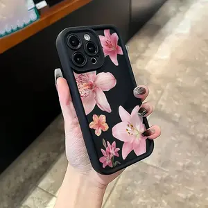 Minimalist Floral Lily Pattern Shockproof Tpu Phone Case for iPhone 7/8/x/XS/XR/XS Max/11/12/13/14/15/16/17 Pro Max, Gift for Women and Teens