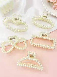 3/5pcs Women's Pearl Hair Clips, Hair Clip Set, Spring/Summer Hair Accessories, Heart-Shaped Hair Clips, Square Hair Clips, Valentine's Day Gifts, Mother's Day Gifts