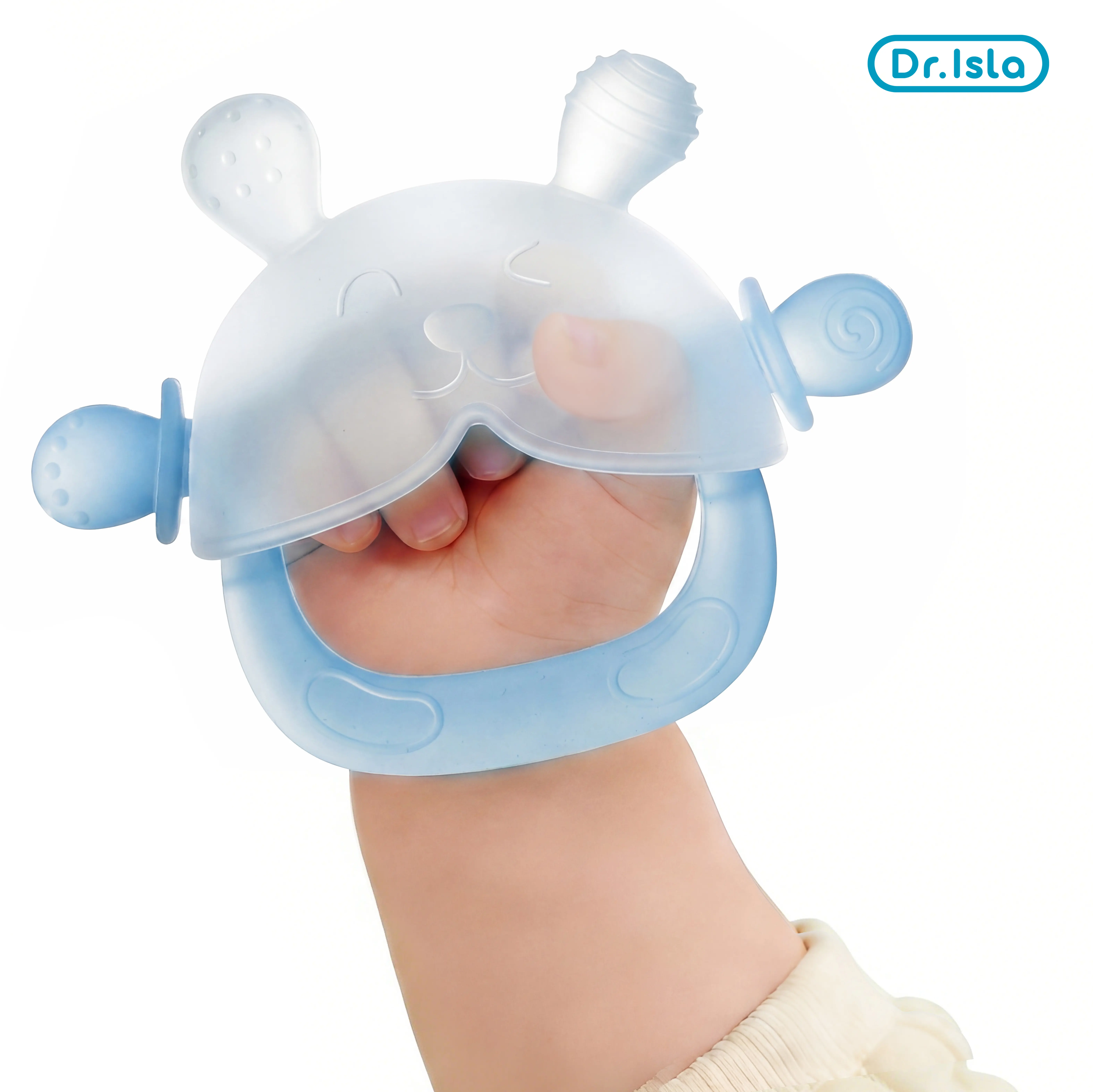 Dr.Isla No-Drop Baby Teether, Soothe Crying Baby, Stop Dirty Finger Sucking, Calm Fussy Infants, Anti-Dust Frosted Silicone, Pet Hair Proof, 3M+, Soothes Gums, Food Grade BPA Free, Standing Base, Bunny Buddy, Storage Case, Clean & Safe #summervibes summer