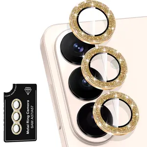For Samsung A37 A57 5G Camera Lens Protector [Glitter Decoration] Ultra-HD Tempered Glass Cover Protective Ring