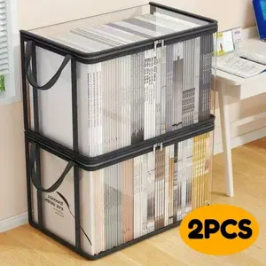 Transparent Plastic Storage Boxes with Flip Lid, Large Capacity for Books Clothes Snacks, Space Saving Office Home Organization