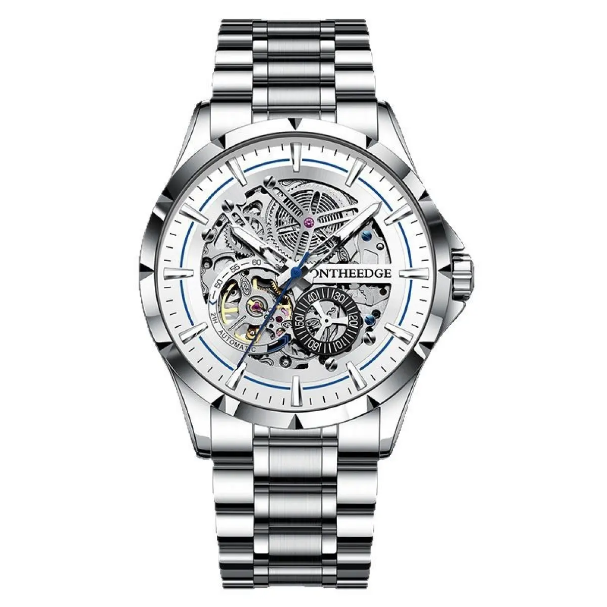 Men’s 42mm Round Skeleton Tourbillon Automatic Watch - Luminous Alloy Mechanical Timepiece, << 30M Water Resistant Stainless Steel Strap