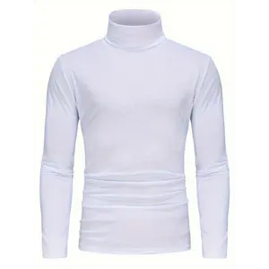 Cozy High Neck Long Sleeve Base Layer Top - Soft, Breathable, Thermal, and Warm for Casual Wear Men's Plain Color Bottoming Shirt Everyday Comfort