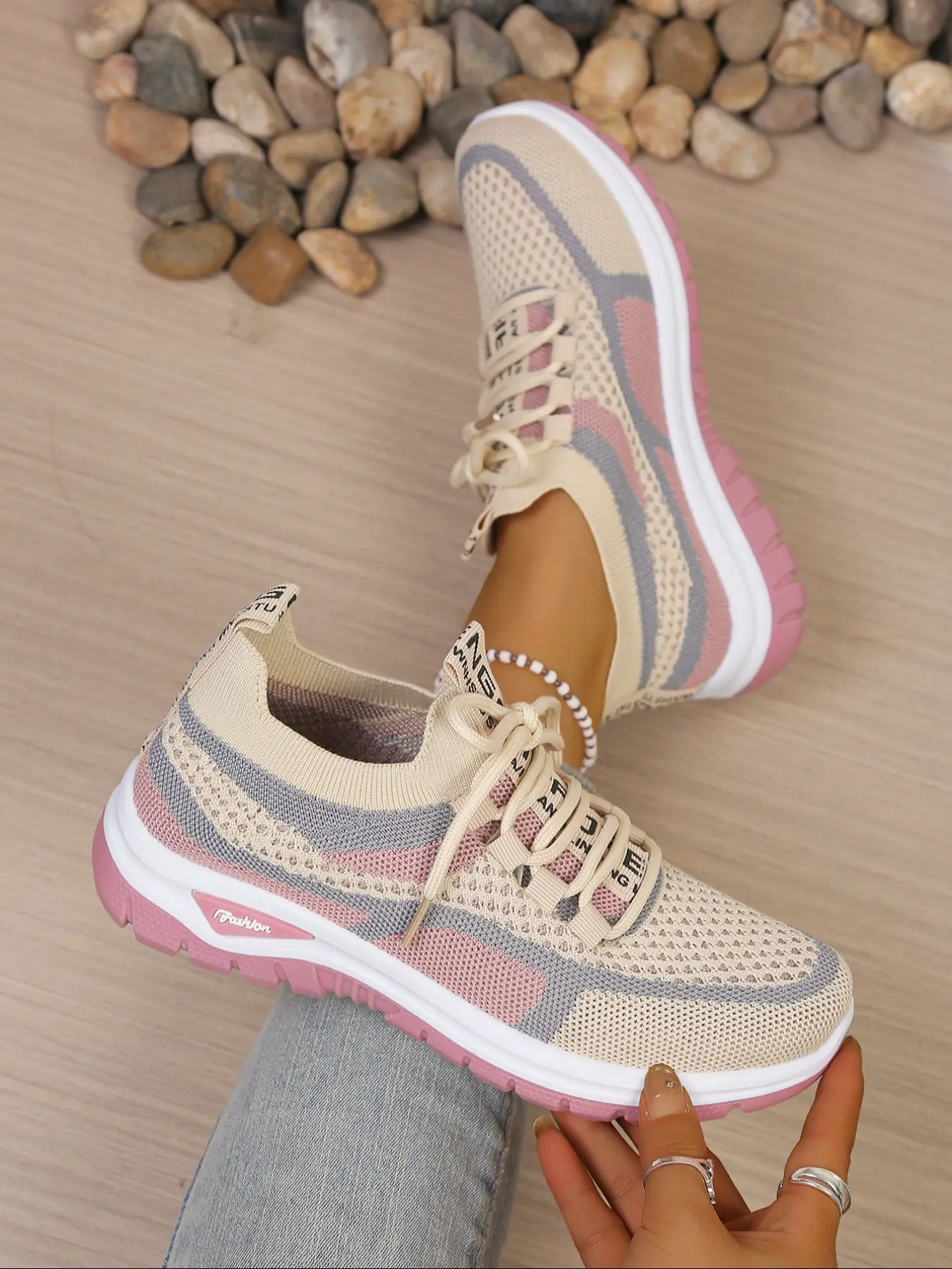 Women's Summer New Breathable Shoes, Casual Sporty Colorblock Soft Sole Anti-Slip Round Toe Sneakers, Lightweight Versatile Lace-Up Low Top Mesh Shoes, Trendy Walking Sneakers, Casual Footwear Sneakers