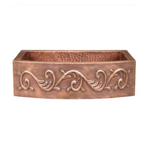 Akicon Custom Single Bowl Handmade Farmhouse Solid Copper Kitchen Sink