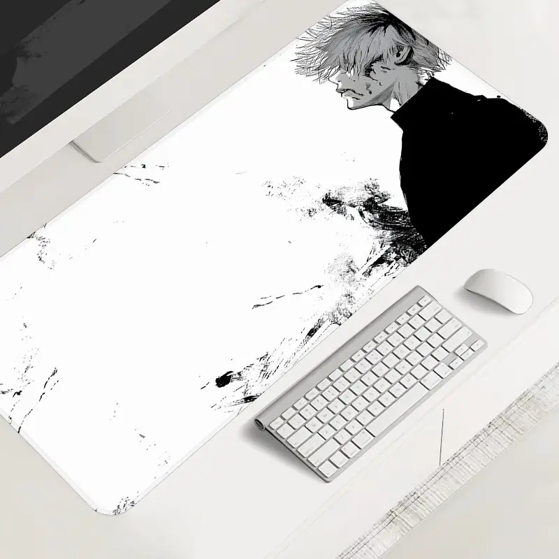 Anime Bloody Warrior Large-Sized Gaming Mouse Pad, Desktop Protection Pad, Office Desk Accessories, Aesthetic Desk Accessories, Aesthetic Office Supplies, Anti-Slip Rubber Lock Edge High-Definition Printing, Suitable For Computers, As A Gift