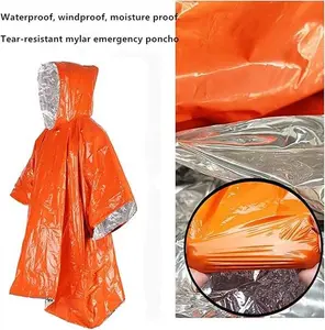 Hooded Rain Poncho Waterproof Raincoat Jacket for Men Women Adults