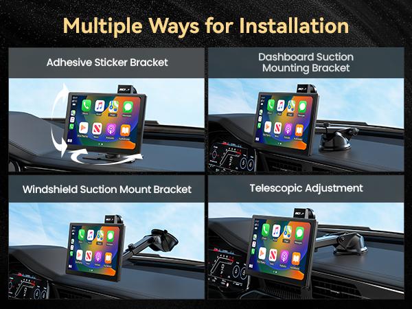 IK9 9" Wireless CarPlay & Android Auto Screen, Portable Car Stereo with 4K Dash Cam & 1080p Rear Camera, CarPlay with Backup Camera, Touch Screen GPS Display, Mirror Link, Apple Car Play Screen, Free 64GB