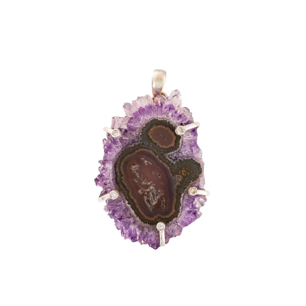 Natural Amethyst Flower Stalactite Silver Pendant – Amethyst Jewelry