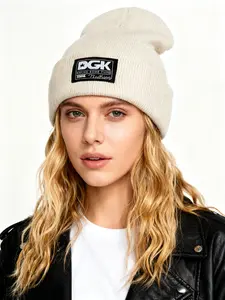 1Pc New Knitted Hat Dgk Letter Pullover Cap for Men and Women, Outdoor Woolen Beanie, Fashionable Winter Accessory, Knit Hats