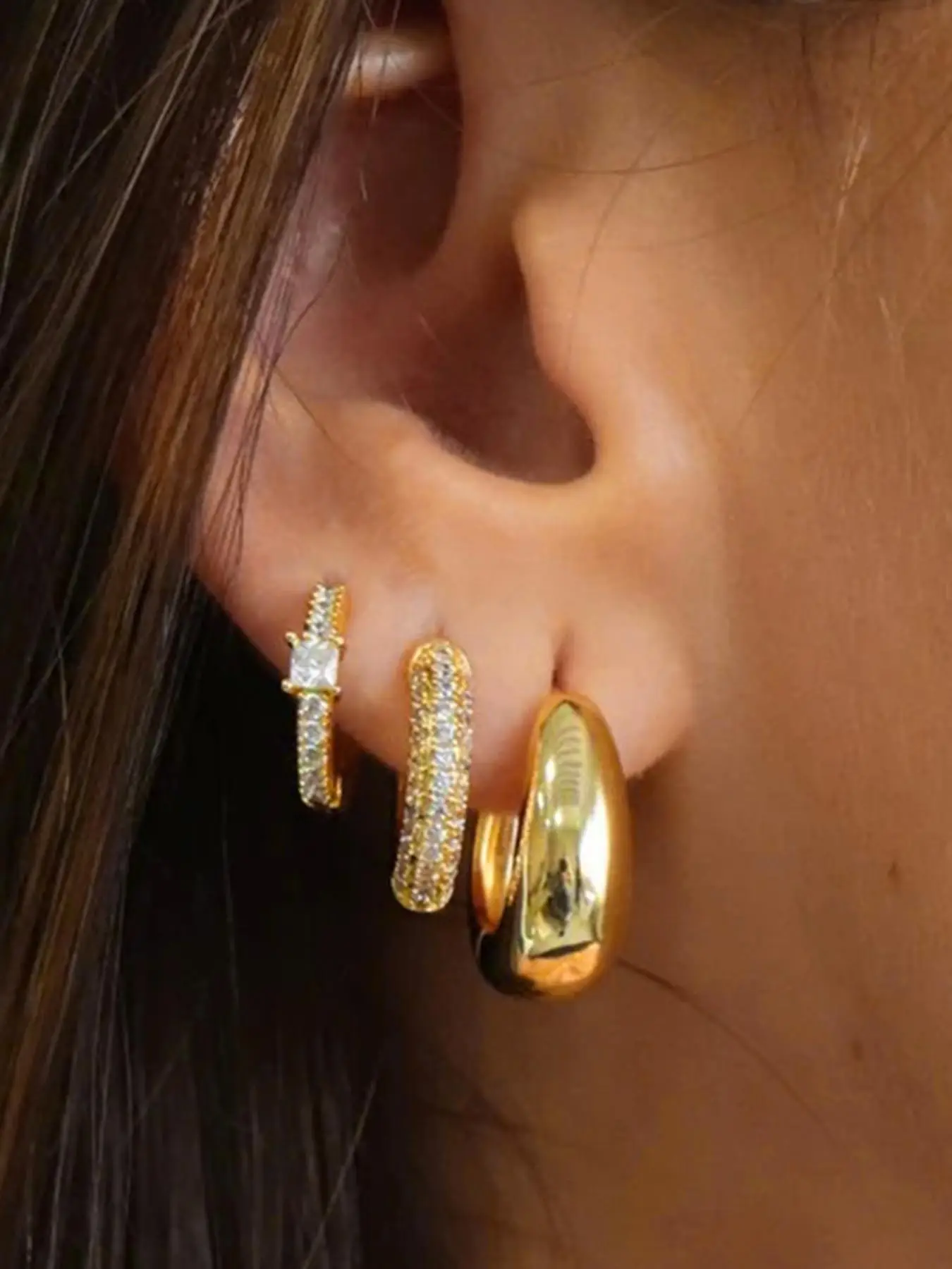 Artificial Zircon Decorated Hoop Earrings, Fashionable Earrings for Women & Girls, Trendy All-match & Exquisite Jewelry for Birthday Gift