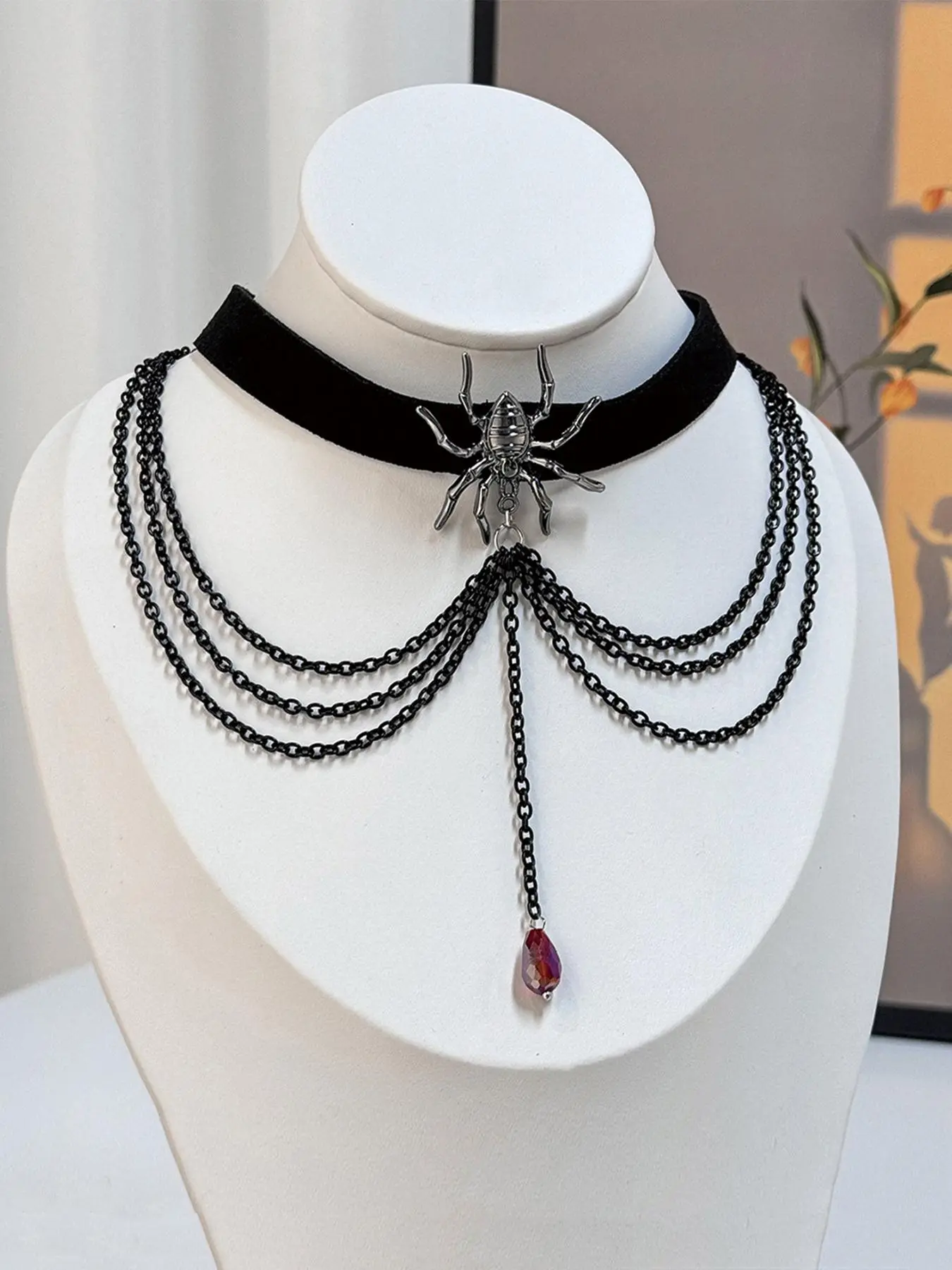 2024 New Style Spider Design Choker, Gothic Style Tiered Layer Choker Necklace, Fashion Jewelry Accessories for Women & Girls, Dangling Charms Necklace