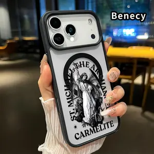 Phone Case Compatible with iPhone 17 16  Pro Max Plus 15 14 13 12 11 Air E Magnetic Archangel Michael's Triumph Pattern Acrylic Back TPU Edges Clear Shockproof Air-Guard Corners Cellphone Cover
