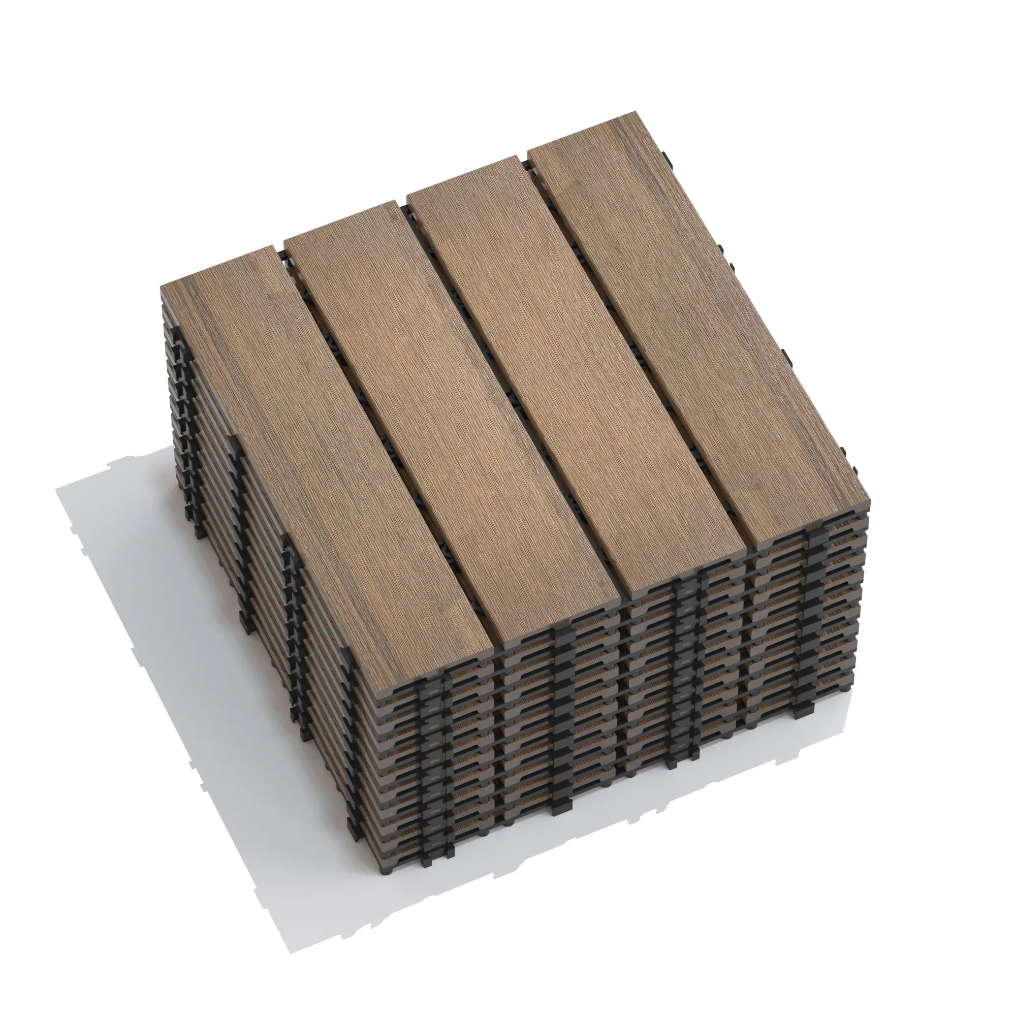WPC Wood-Plastic Composite Interlocking Deck Tiles (Box Pack of 11/22), 11.8in Oak Water-Resistant DIY Patio Flooring for DIY Users’ Indoor-Outdoor Commercial/Office Furniture
