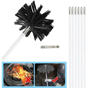 Particle Furnace Cleaning Brush, 100/150mm Brush,Chimney Brush,Dryer Vent Cleaner Kit,Flexible Rods,Up to 13FEET(9Pcs Rods+1Pcs 4" Brush)