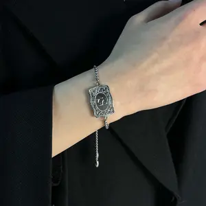 26 English letters bracelet silver chain pendant bracelet drawstring adjustable ladies daily wear gift