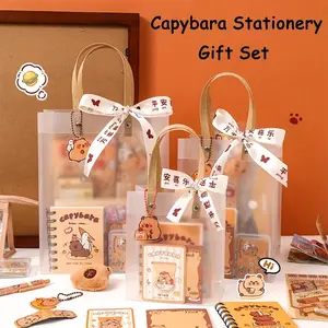 Capybara Theme Stationery Gift Set - High quality writing tool set including notebooks, bookmarks and accessories, paper materials, perfect graduation stationery set, friends' stationery gift, Kawaii Creative Gift