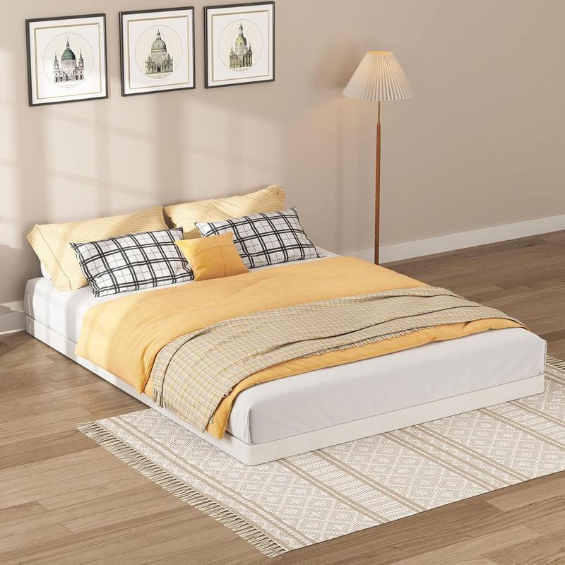 Queen Size Box Springs - 3 Inch Low Mattress Foundation No Noise Bed Base with Clean Fabric Cover, Assembly