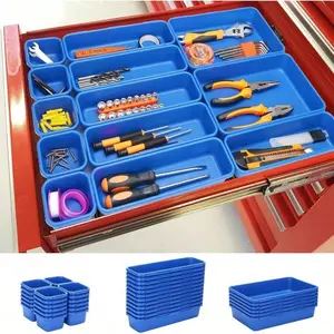 Blue Rolling Tool Chest Cart Cabinet Workbench with Drawer Trays, Locking Wheels, Hardware & Small Tools Organizer for Parts, Screws, Nuts
