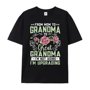 Women's T-shirt, Black, Round Neck, Grandma Inspirational Language Theme, Mom Grandma Great-grandmother Mother's Day T-shirt