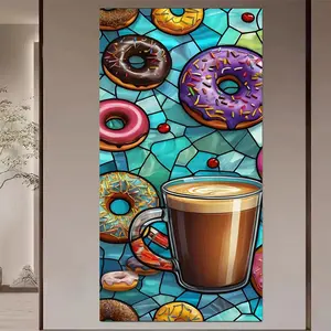 5D Diamond Painting Kit Full Round Drill, Donut, Coffee, Collage DIY Mosaic Wall Art, Beginner Craft Set (with Tools), Home Wall Decoration Gift, Diamond Art Kit