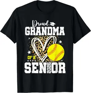 100% Cotton Proud Grandma of A 2026 Senior Softball Player Graduation T-Shirt