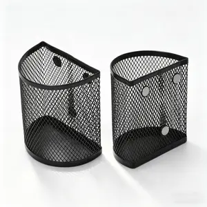 2-Pack Magnetic Pen Holder, Strong Magnet Marker Rack, Mesh Storage Basket, Ideal for Fridge, Whiteboard, Office, Desk