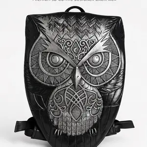 Shadow Owl Shield Backpack - Premium 3D Gothic Designer Backpack, SKU:3050