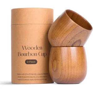 Wooden  Glasses Set, Old Fashioned Wooden  Glasses - Ideal  Gifts for Men and  Gifts for Men, Dad, or Brother -  Valentines Day Gifts for Him (2 Pack)