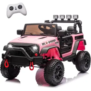 24V Kids Ride On Jeep Car, 400W Motor Ride On Toys w/Parents Remote Control, Electric Cars for Kids with 4-Wheel Suspension, Bluetooth, MP3, Music, LED Light