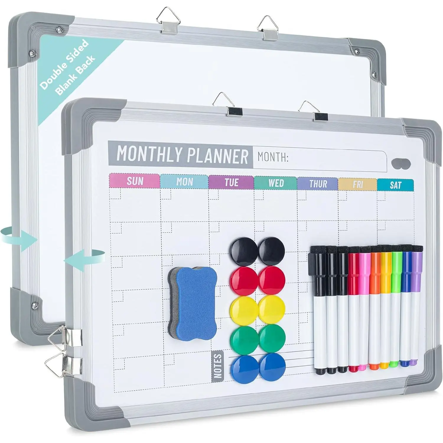 - Monthly Calendar Dry Erase Board for Wall, 16x12 Inches, Small   Double-Sided Whiteboard with Dry Erase Markers, Portable Whiteboard for Planning, Drawing, School, , Office