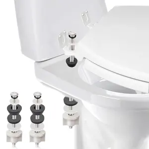 Universal Toilet Seat Hinge  Kit, Heavy Duty Toilet ,  Stainless and Rubber Washers Gaskets with Extra Long Nut White Plastic Down Lock Screw for Fastening () (2)