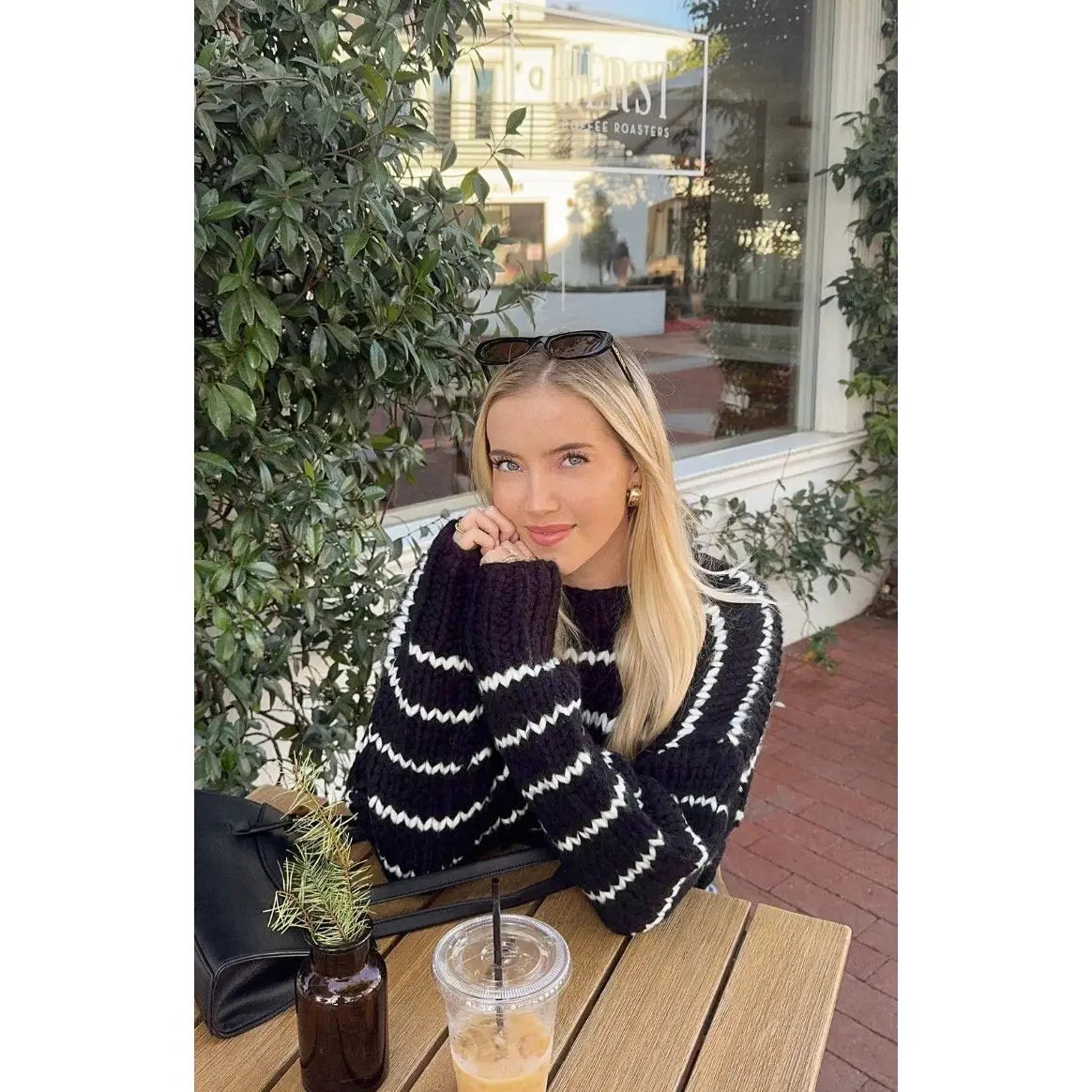 Belmont Black And White Striped Sweater