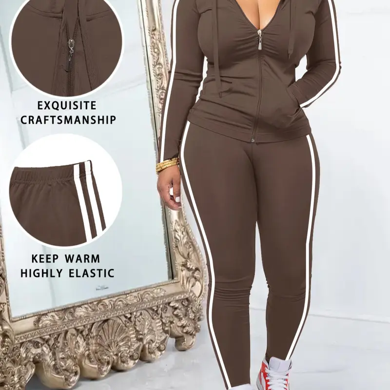 Women's Fall Winter Casual Womenswear Plain Color Set, Clothing Sets, Long Sleeve Knit Top & Pants Two-Piece Suit, Simple Basic Solid Color Minimalist Fitted Home Wear for Parties & Leisure Activities Clothes