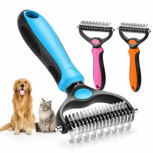 Dog Deshedding Brush for Dogs & Cats – Double-Sided Grooming Tool Removes Loose Hair, Mats & Undercoat Pet Grooming Brush