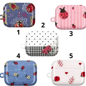 Cute Ladybug AirPods Case – Floral Bug Aesthetic Cover, Red Beetle Polka Dot Pattern for all Airpod Gen 1 2 3 4 and Airpod Pro 1 2 3