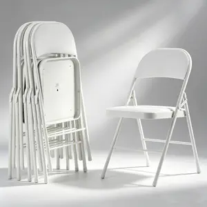 6 Pack Elegant Foldable Chairs - Heavy Duty Iron Frame & Comfortable PVC Seat, Portable Folding Chairs for Weddings, Parties, Conventions & Events