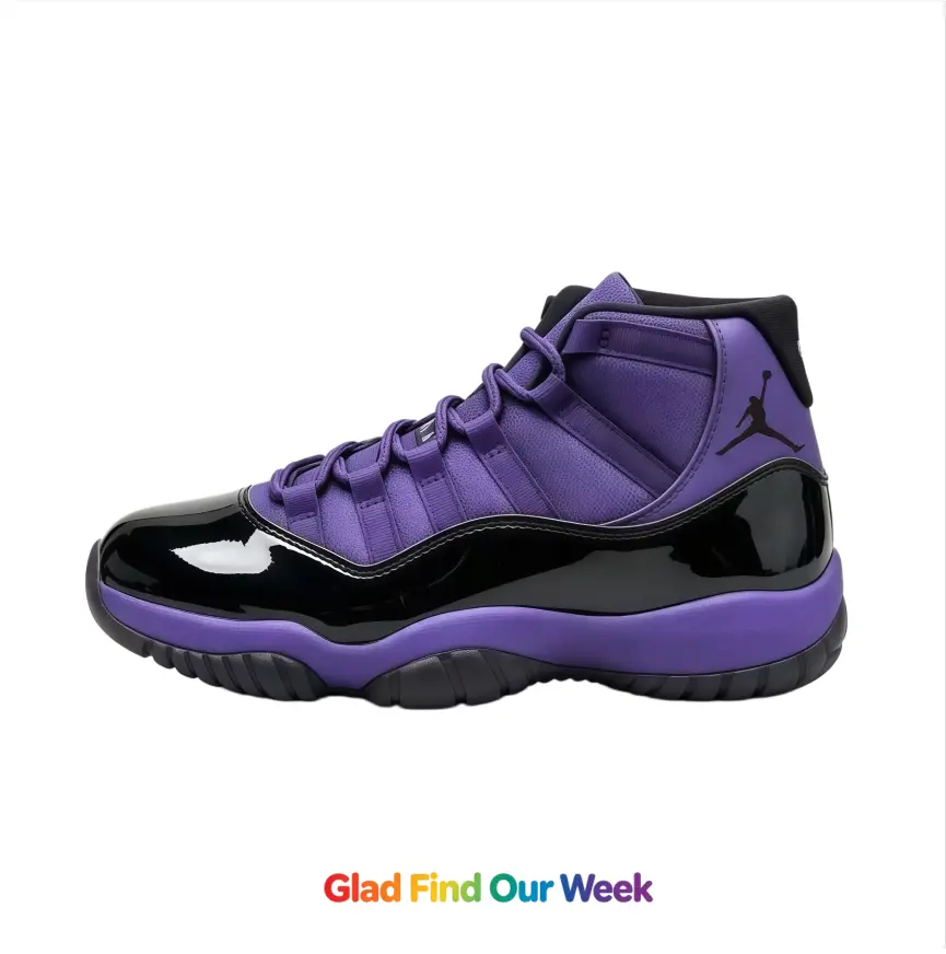 Glossy Purple-Black 2-Tone High-Top Basketball Kicks, Soft Fabric, Integrated Purple Laces, Multi-Layer Air Buffer, Segmented Wear-Resistant Rubber Outsole, With New Shoe Box, For Daily Commute & Street Fashion (Sports Collectible Accessory)