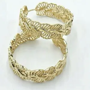 Hoop /  Argollas  45mm Laminado 14k Capas Oro Real Alta Calida Uso Diario