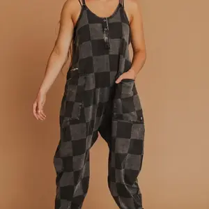Women's Tank Romper -, Comfortable, Casual and Fun Women's Jumper Fit Womenswear Adjustable Check Chic Overalls Short Soft Suits Fabric