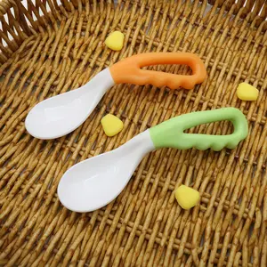 2/4pcs Spoons, Training Feeding for And, Spoons with Bendable Handle, Easy Grip Heat-Resistant, Ideal For, Stage 1 (Green/Orange)