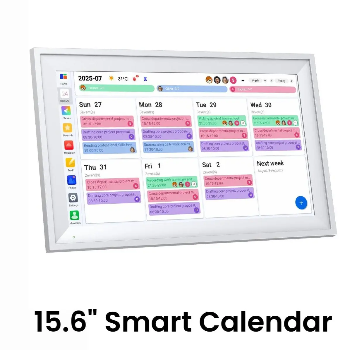 LUMIPIX <20in Wall Electronic Calendar - 15.6in 1920×1080 Full HD Touchscreen Monitor, Smart WiFi-Bluetooth, Minimalist Home Decor Photo Frame, Wall-Desk Mountable for Home Organization & Schedule Reminders