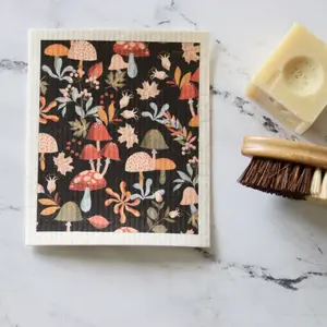 Moody Mushroom Swedish Dishcloth