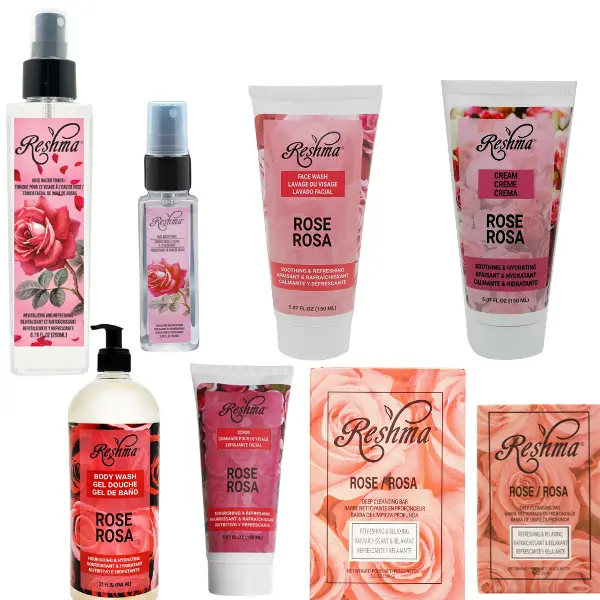 Rose Bundle - Rose Face Wash, Rose Cream, Rose Body Wash,  Rose Toner, Rose Soap, Rose Scrub.